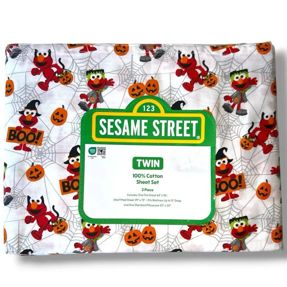 SESAME STREET ELMO HALLOWEEN TWIN SIZE SHEET SET TRICK OR TREAT NEW 2024